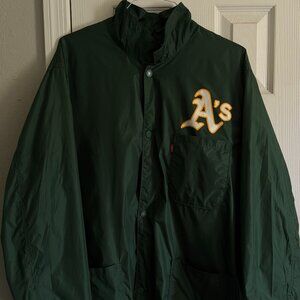 Oakland Athletics Levis Starter Jacket Mens 3XL Green Satin Snap MLB Vintage